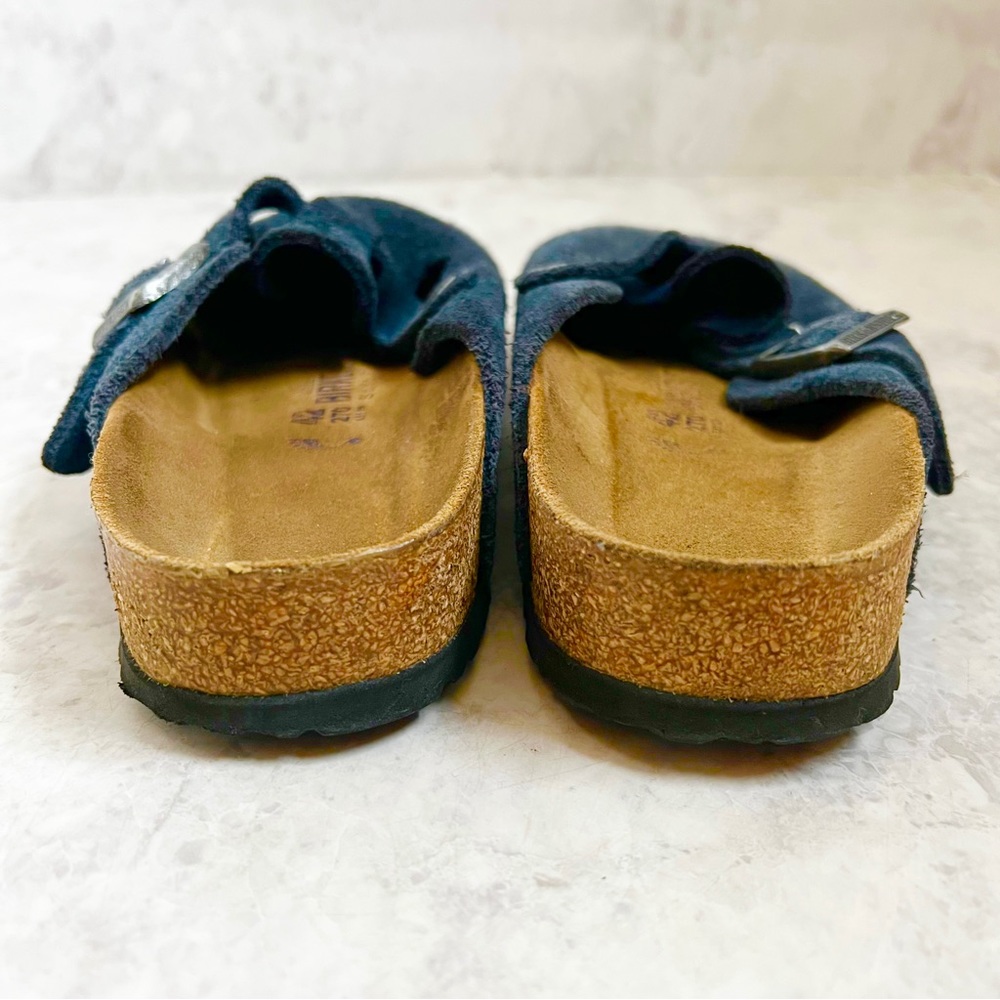 Birkenstock Boston Night Blue Navy Clogs 42 Leather Suede Soft Footbed Mules - Picture 6 of 7